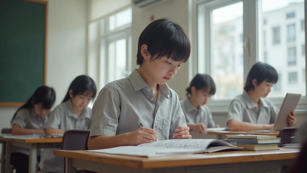 Student learning Japanese